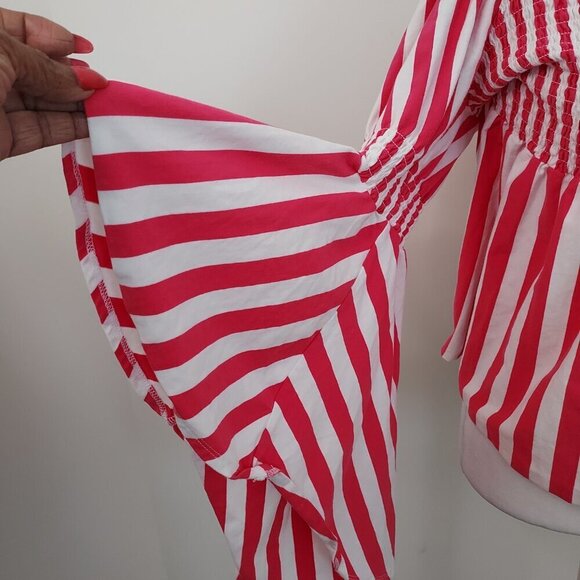 Boston Proper Striped Smocked Off Shoulder Top Size XL - Picture 12 of 12